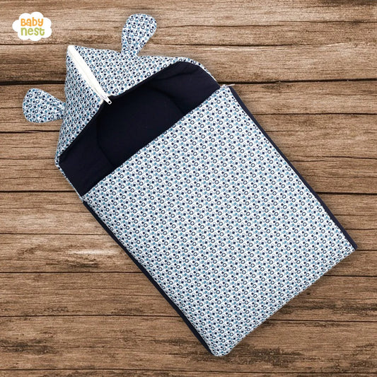 Navy Spotty Hooded Bear Carry Nest & Sleeping Bag