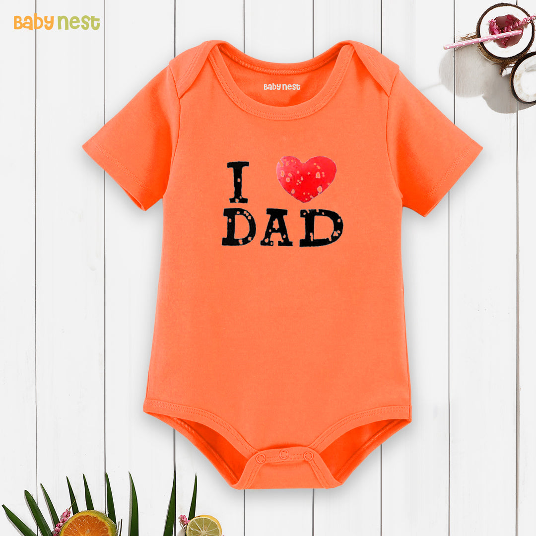 Easyclean Half Sleeves Onesie with I Love Dad Print