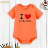 Easyclean Half Sleeves Onesie with I Love Papa And Mama Print