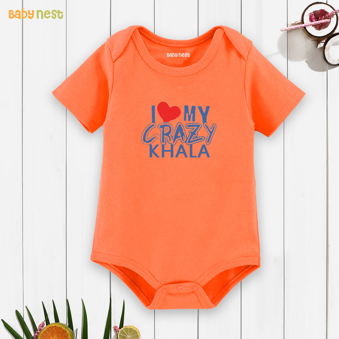 Easyclean Half Sleeves Onesie with I Love My Crazy Khala Print