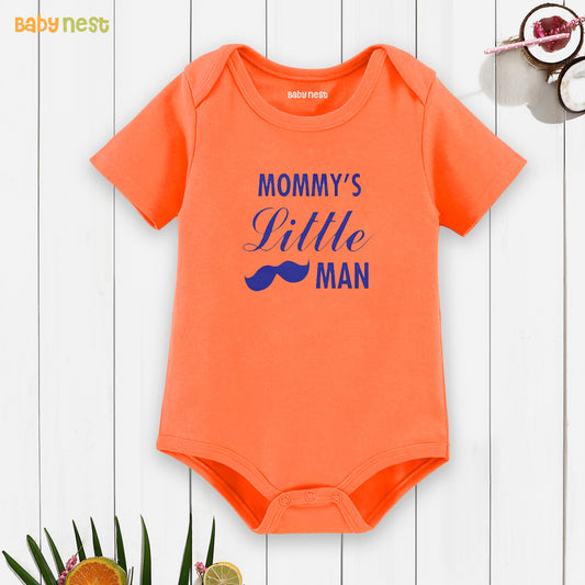 Easyclean Half Sleeves Onesie with Mommy'S Little Man Print