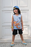 Dolphin Attack Summer-Printed Sandos for Boy - Light Blue