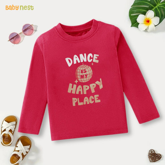 Pink Dance is my Happy Place Printed Full Sleeves T-shirt for Kids