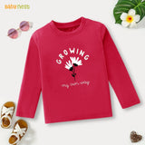 Pink Flower Growing My Own Way Printed Full Sleeves T-shirt for Kids