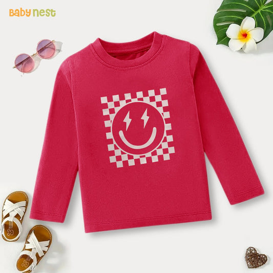 Pink Smiles & Good Vibe Printed Full Sleeves T-shirt for Kids