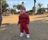 Rust - Mini Style Zip Up Fleece Tracksuit for Kids