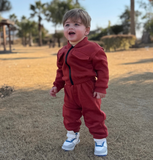 Rust - Mini Style Zip Up Fleece Tracksuit for Kids