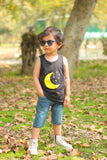 BNBBS-103 - Yellow Moon Print Sandos For Kids - Black