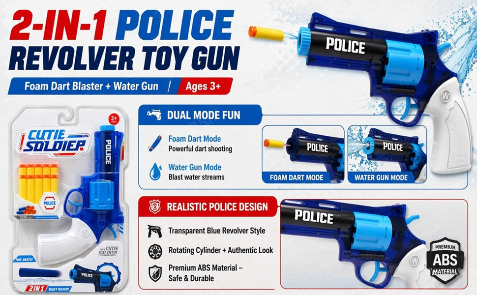 2 in 1 Toy Gun for Kids with Foam Darts & Water Spray - SHOOT GUN 648-35