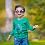 Green Shark-tastic Printed Full Sleeves T-shirt for Kids