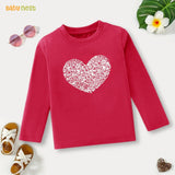Sparkly Heart Printed Full Sleeves T-shirt for Kids - Pink
