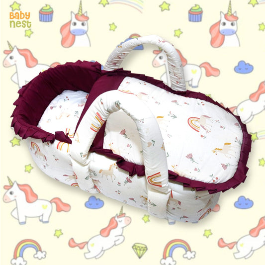 Cotton Carry Nest & Sleeping Bag Unicorn Dreams - White