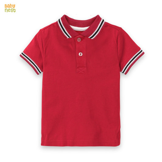 Pique Polo T-Shirt For Kids -Darkpink Sbt-378