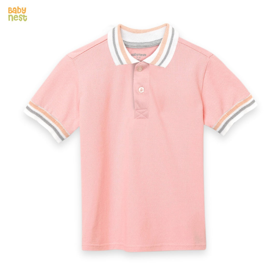 Pique Polo T-Shirt For Kids -Light Pink Sbt-371-D1