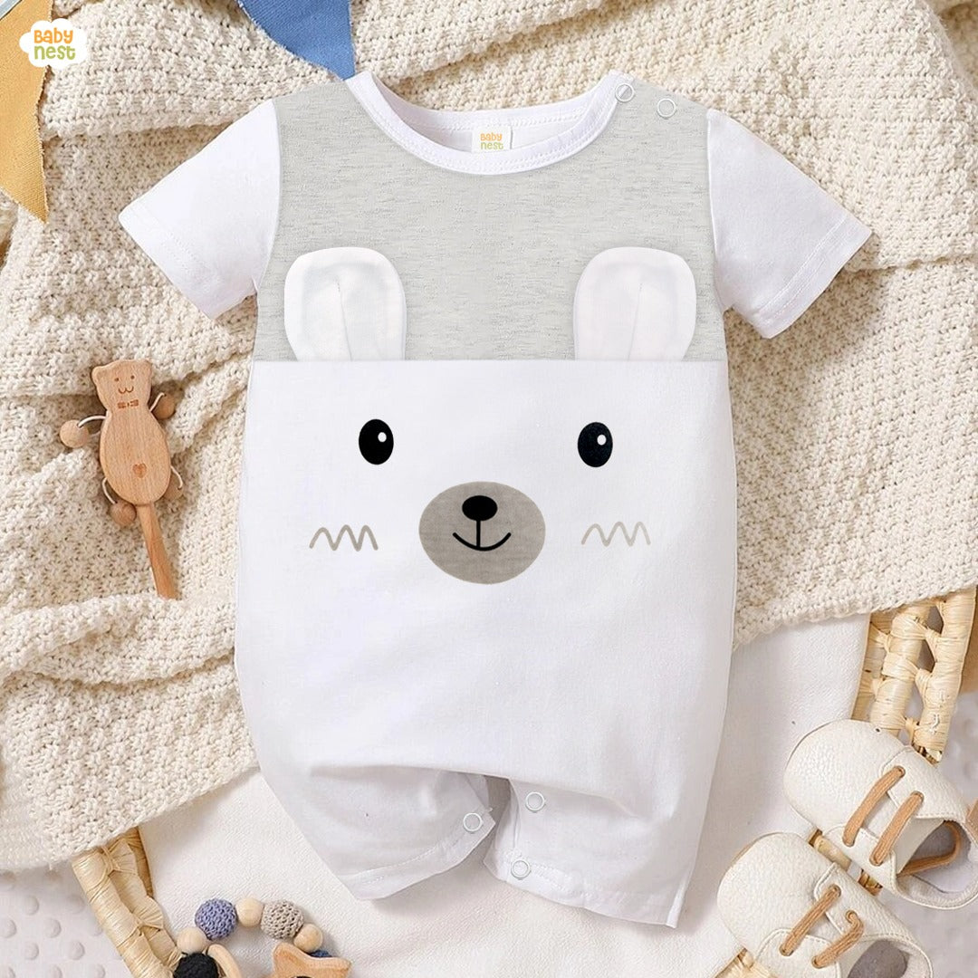 Baby Half Romper - White â€“ Bear