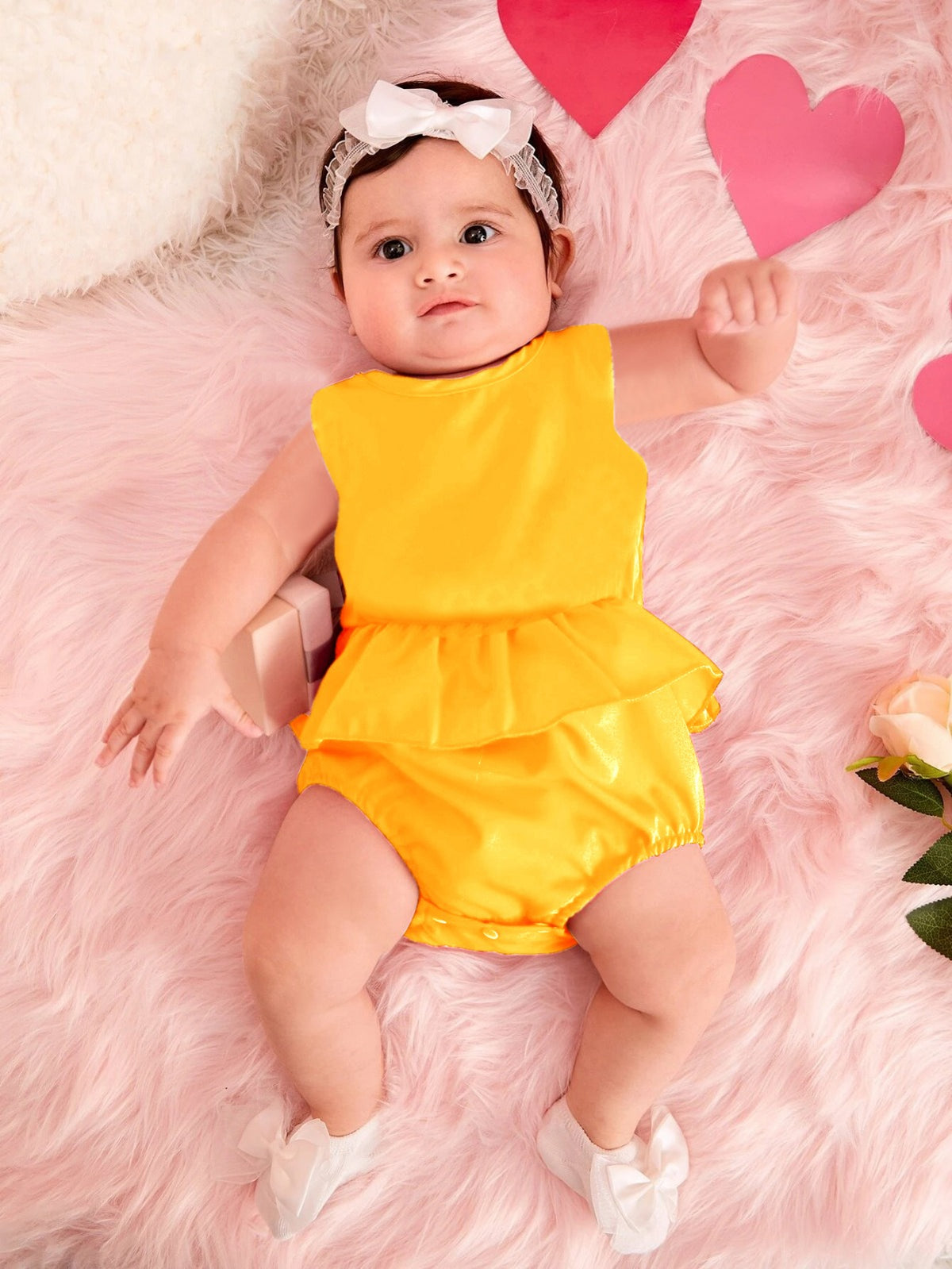 Frock Style Premium Baby Onesie - Yellow
