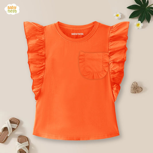 T-Shirts Baby Girl Cotton Short Sleeve Tee Summer Clothes for Girls Orange