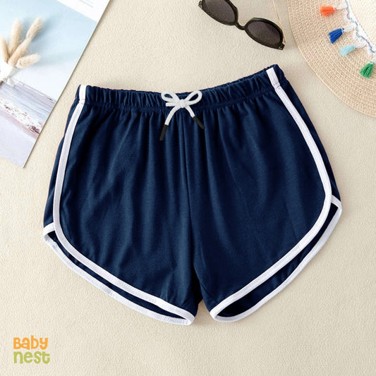 Dolphin shorts - Navy Blue- White Lines