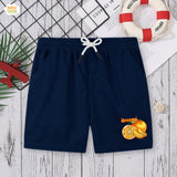 Shorts for boys  - Orange- Navy Blue