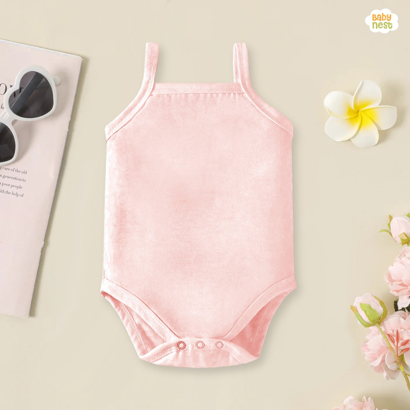 Pack of 3 Organic Cotton Sleeveless Camisole Bodysuit - Pink