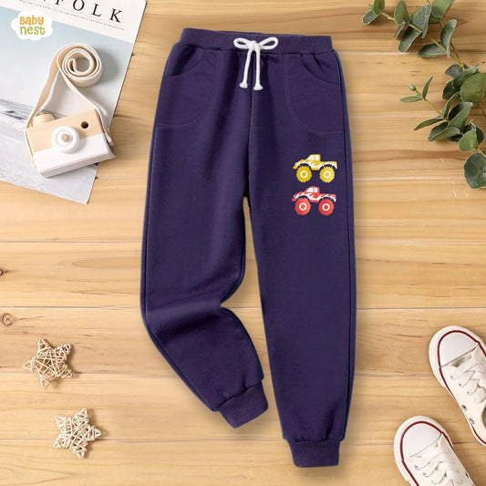 Fleece Jogger Pants for Kids Monster Truck - Purple