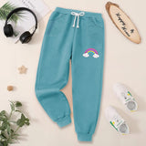 Fleece Jogger Pants for Kids Rainbow Cloud -Light Blue