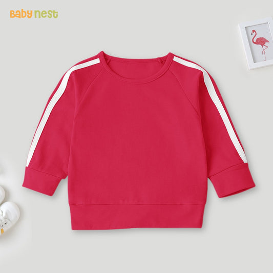 Fleece Sweatshirt  White Line-  Hot Pink