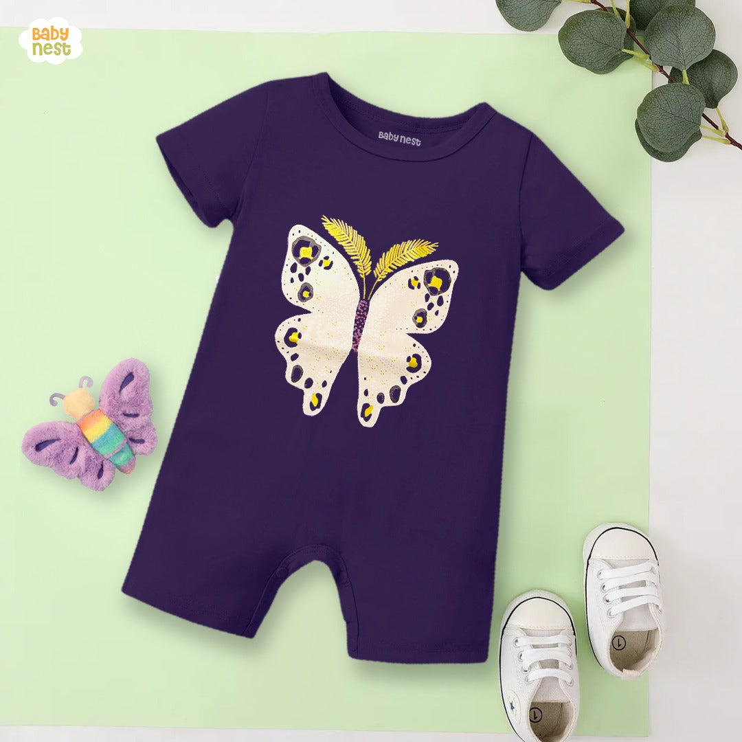 Baby Half Romper - Butterfly - Purple