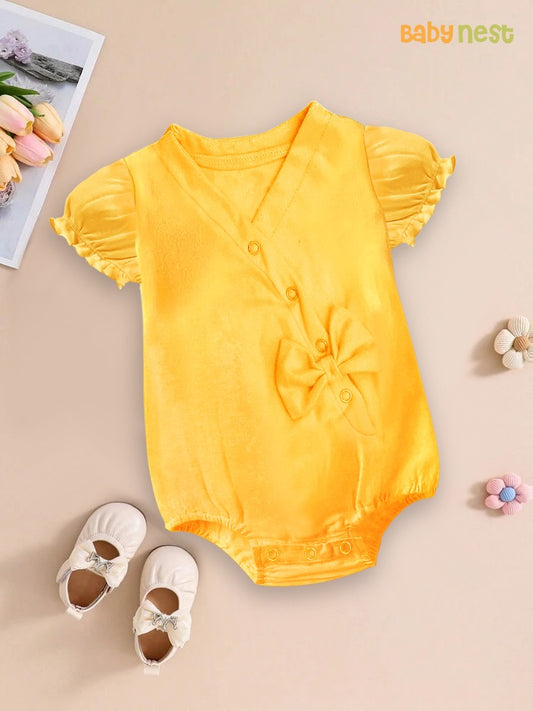 Baby Onesie V-Neck Romper  -Yellow