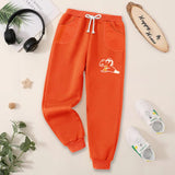 Fleece Jogger Pants for Kids - Orange - Dino