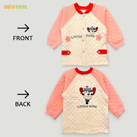 2 Piece Kids Full Sleeves Baby Bodysuit Little Cute Design Pink & Gary