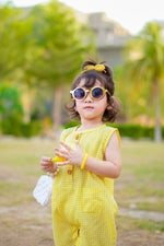 Sunny Yellow Check Cotton Half Romper