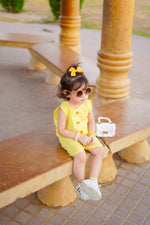 Sunny Yellow Check Cotton Half Romper