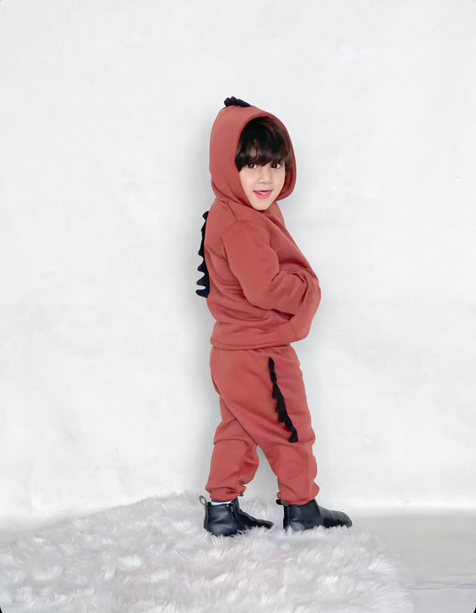 Dino Hoodie with jogger pant - Rust