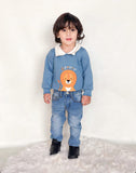 Cropped Sweatshirt with Collar for Kids - Blue