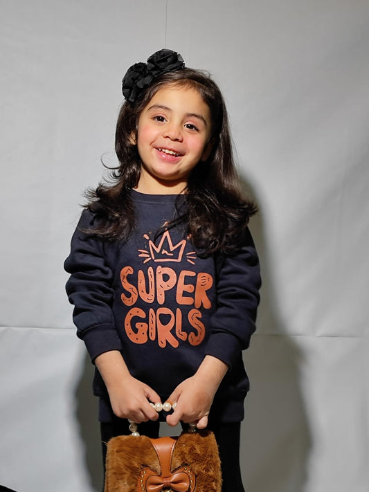 Super Girl's Sweatshirt For Kids Black