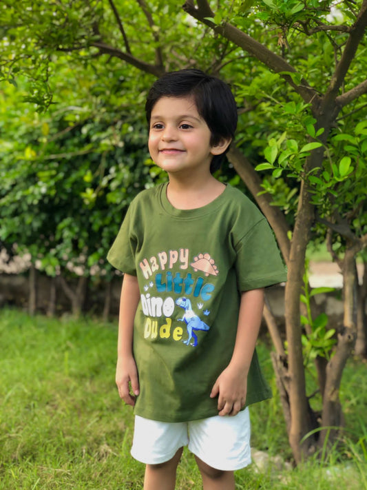 Happy little Dine Dude - Half Sleeves T-Shirts - Green