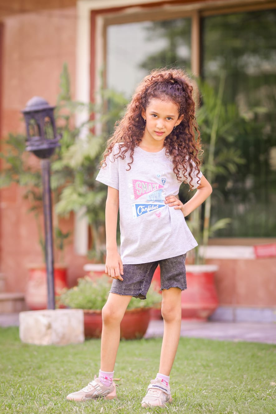 Smart Kind Half Sleeves T-shirt For Kids - Grey - SBT-342-D5