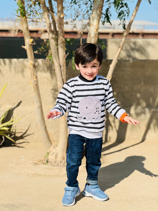 Elephant Sweatshirt for Kids - Stripes