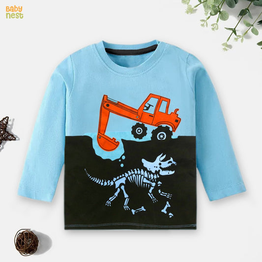 Shovel Machine Printed Full Sleeves T-shirt for Boys