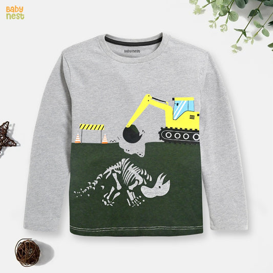 Shovel Machine Printed Full Sleeves T-shirt for Boys