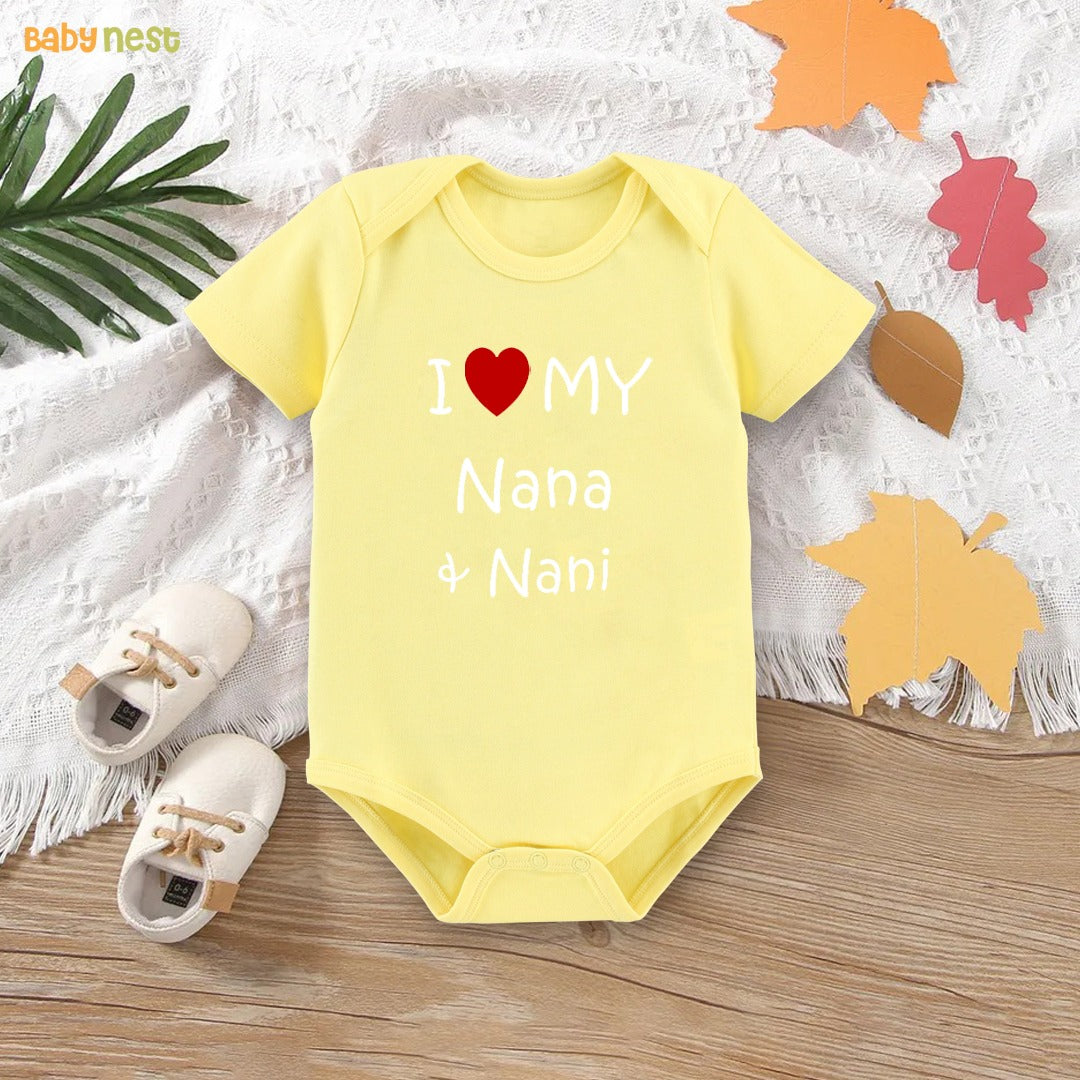 Easyclean Half Sleeves Onesie with I Love My Nana & Nani Print