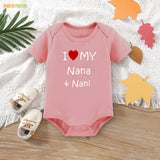 Easyclean Half Sleeves Onesie with I Love My Nana & Nani Print