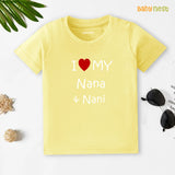 Half Sleeves T-shirt with I Love My Nana & Nani Print