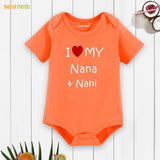 Easyclean Half Sleeves Onesie with I Love My Nana & Nani Print