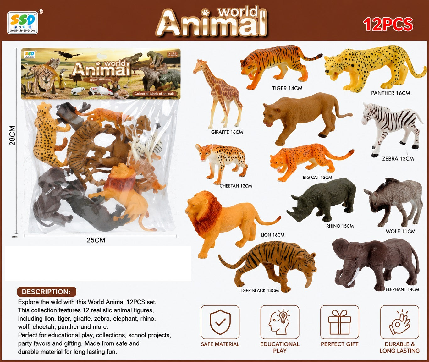 12 PCS World Animal Set - ZOO 559-299A