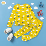 Premium Snug fit Nightsuit - Yellow - Plane