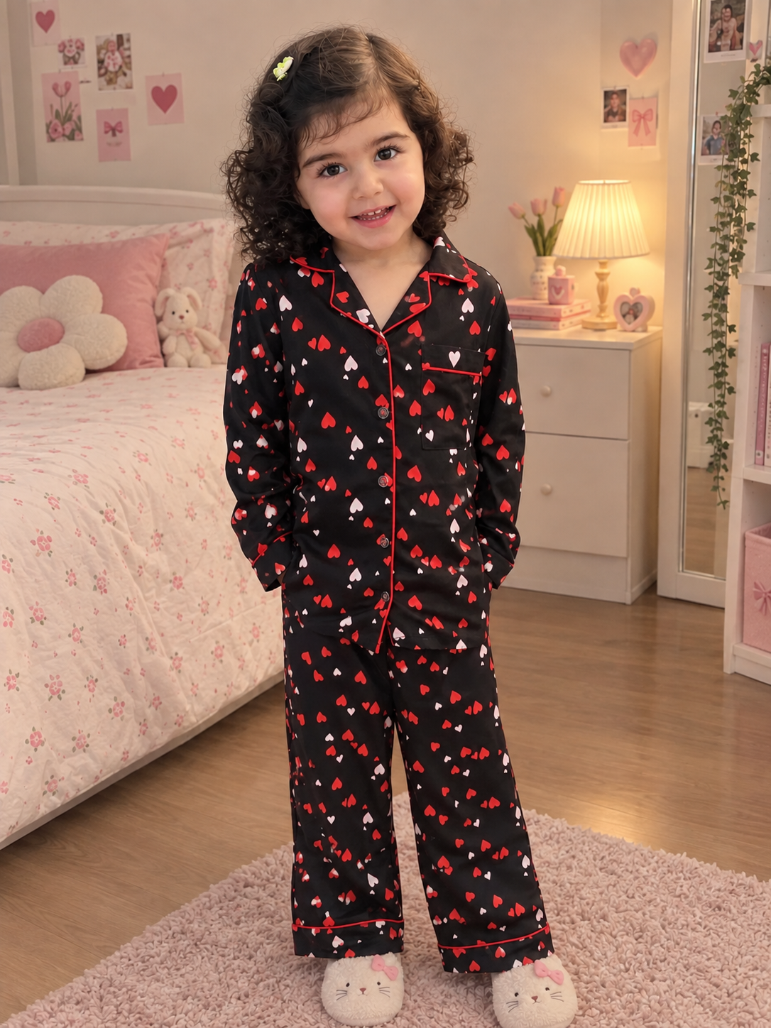Heart Sprinkle - Premium Nightsuit For Girls