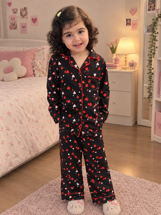 Heart Sprinkle - Premium Nightsuit For Girls