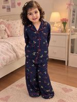 Navy Bloom - Premium Nightsuit For Girls